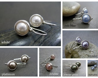 Swarovski Pearl Drop Earrings, Petite Swarovski Pearl Drops, Pearl Earrings, Silver Earrings, Argentium Silver, Wire Wrapped