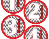 Baby Month Stickers Monthly Stickers Red and Black Chevron First Year Month Stickers Baby Shower Gift and Photo Prop - Brant-T Il_170x135