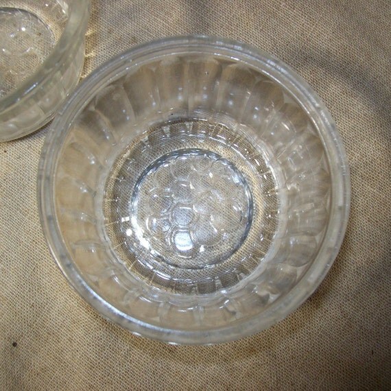 Vintage Clear Glass Custard Cups with Embossed Fruit and Ridged Sides ...