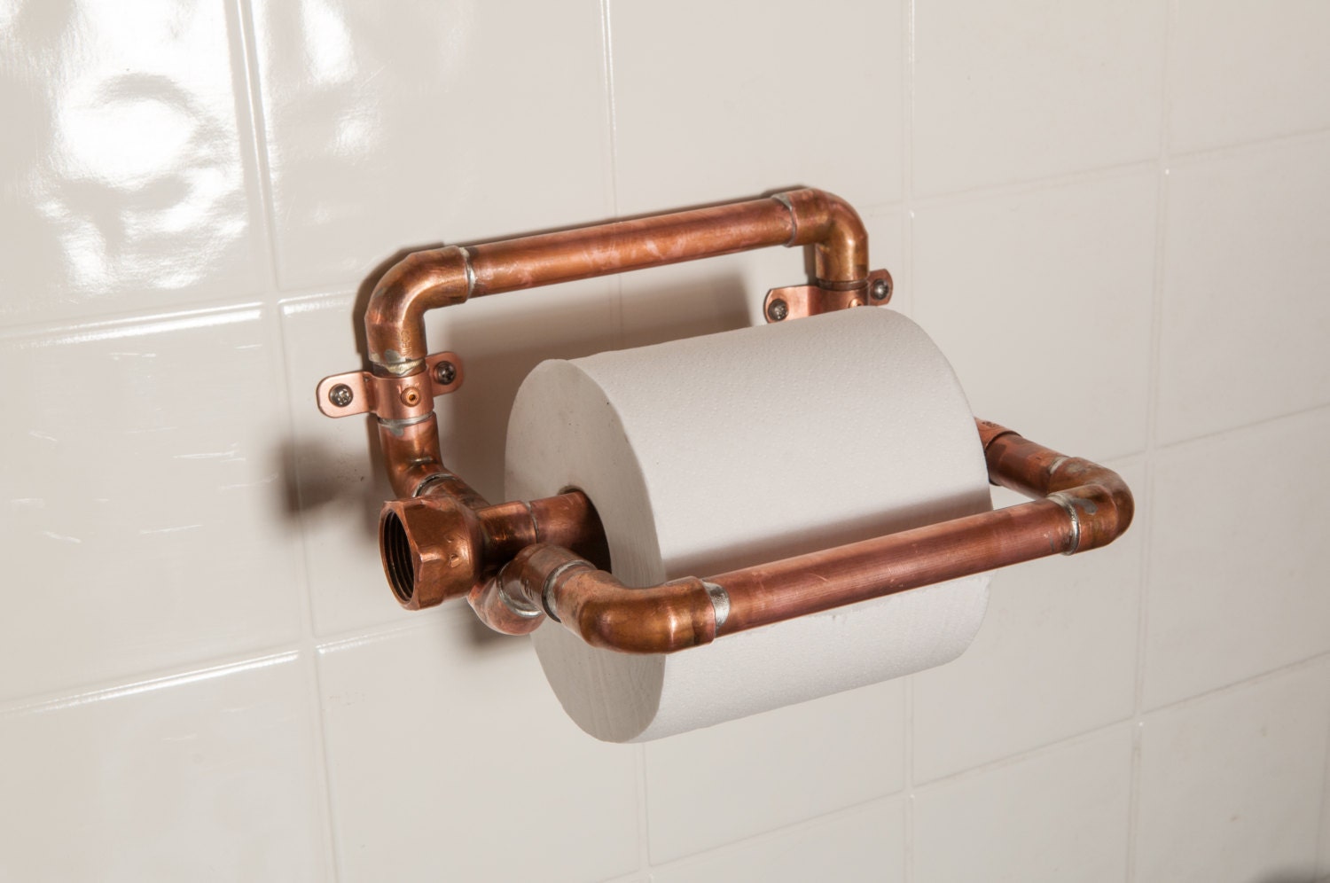 Industrial Copper Toilet Paper Holder by NineandTwenty on Etsy