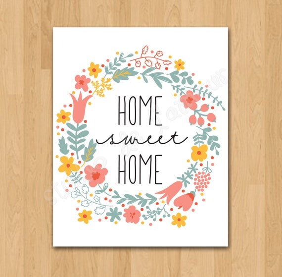 printable pdf instant download home sweet home quote print by studio