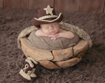 Newborn Photo Prop - Baby Cowboy Boots - Baby Cowboy Outfit - Baby Props For Photography - Baby Cowboy Hat - Cowboy Boots - Newborn Cowboy