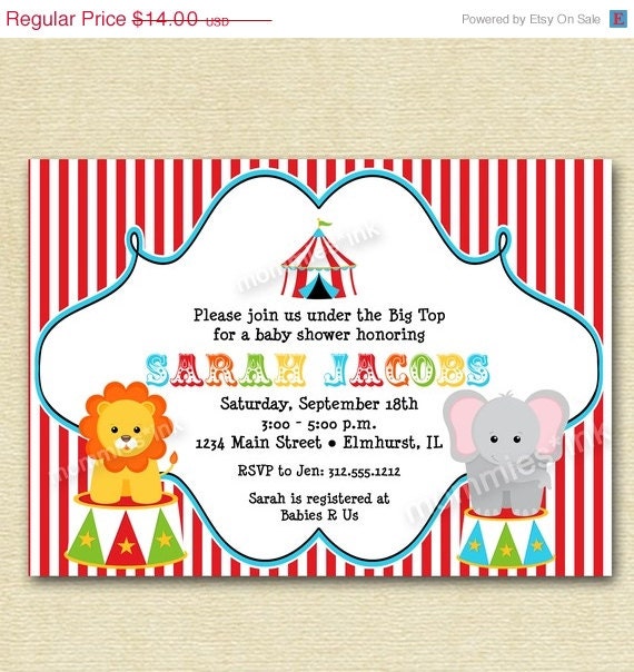 CHRISTMAS IN JULY Circus Big Top Baby Shower Invitation - Printable Invitation Design Il_570xn