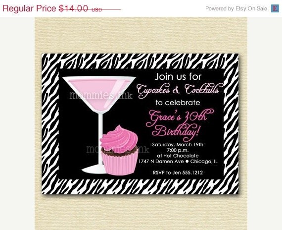 CHRISTMAS IN JULY Cupcake and Cocktails Birthday Invite - Printable Invitation Design Il_570xn