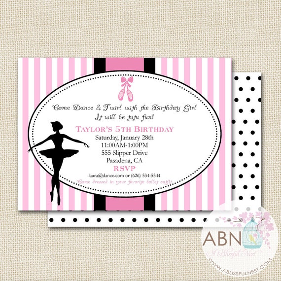Ballerina Ballet Birthday Invitation - PRINTABLE - By A Blissful Nest Il_570xn