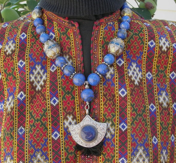 Silk Road Necklace Afghan Lapis Medallion & Lapis by ...