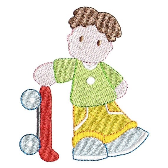 Boy machine embroidery design waldorf style boy by embroidalot