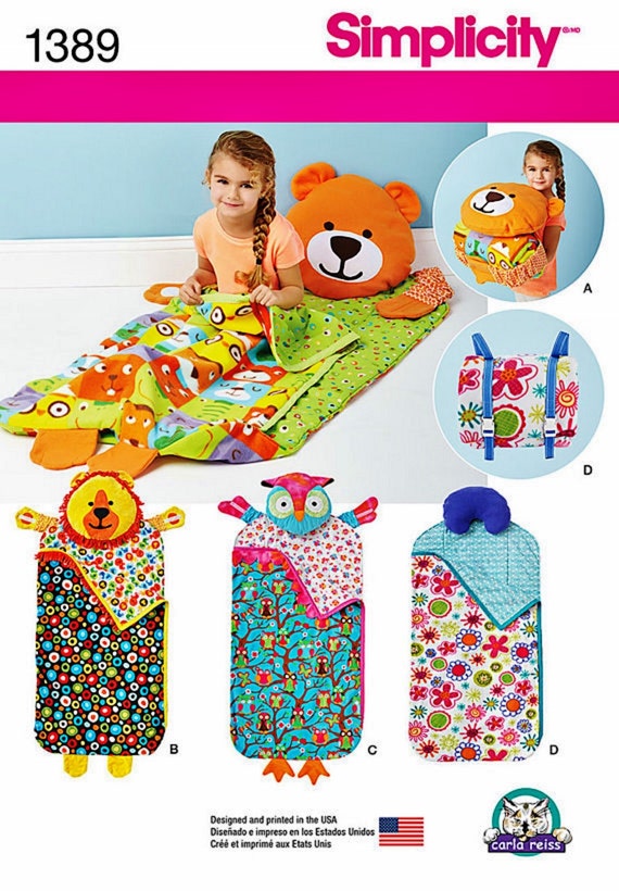 Childs' Nap Pack Pattern Kids' Animal Sleeping Bag