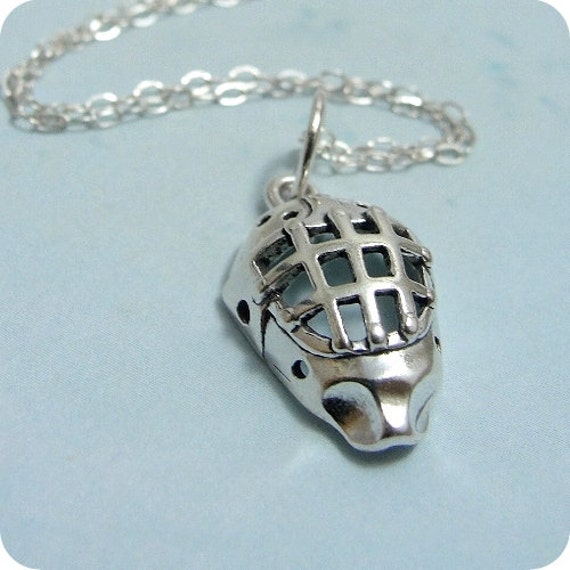 Hockey Goalie Mask Necklace Sterling Silver Hockey Mask Charm