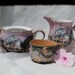 3 Pieces Vintage Dragonware, Black Demitasse, Pink Florida Creamer and Sugar