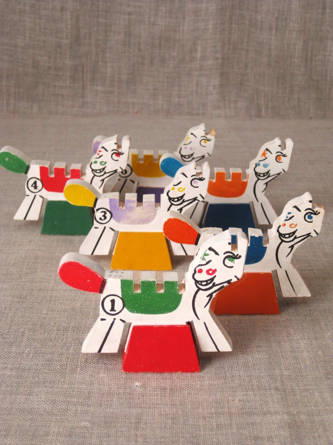 Vintage Toy Wooden Race Horse Wood Toys Equestrian Game