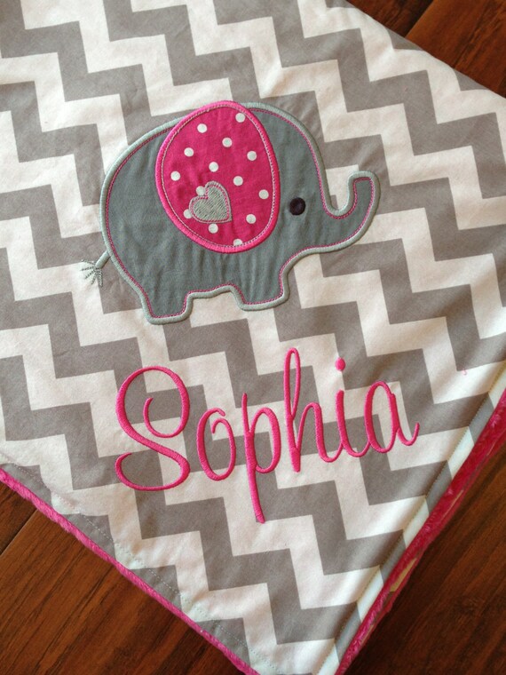 Personalized Baby Blanket Minky Baby Blanket Chevron Minky
