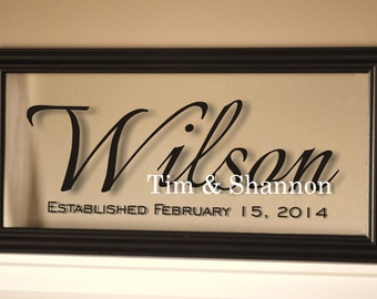Personalized Family Name Sign Picture Frame Established Family Sign 11x21