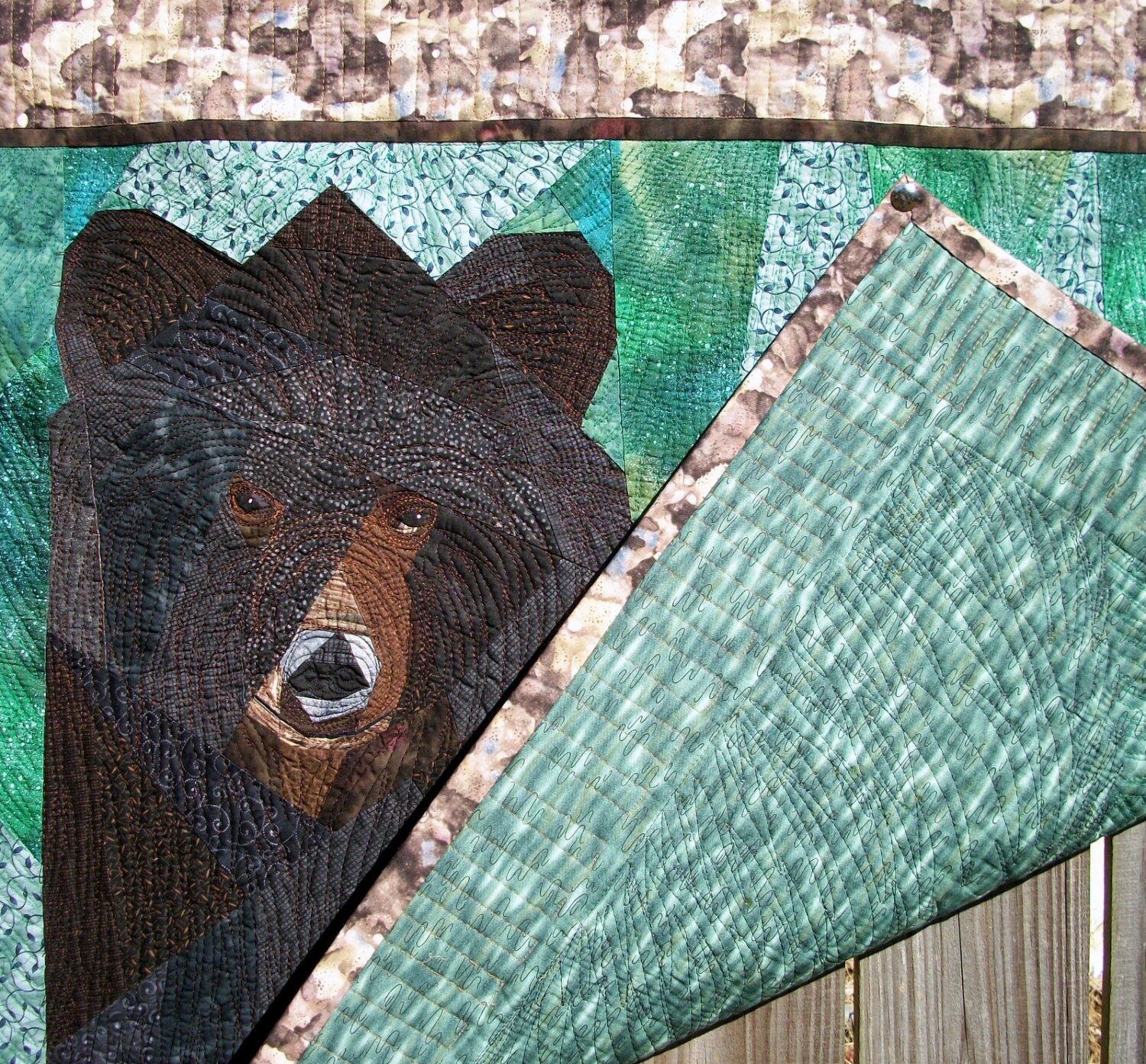 Bear Art Quilt Handmade Wall Hanging