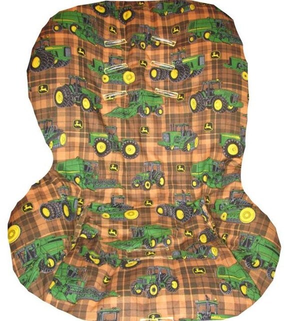 John Deere Brown Plaid Car Seat Cover Fits Britax by FlashieBabies
