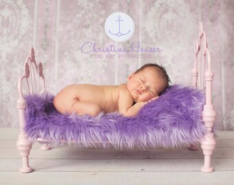 Lavender Purple Mongolian Faux Fur Rug Nest Photography Photo Prop Newborn Baby Toddler