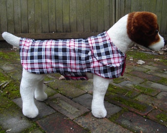 Flannel Black Red and White Plaid Coat- Size Small- 12 to 14 Inch Back Length