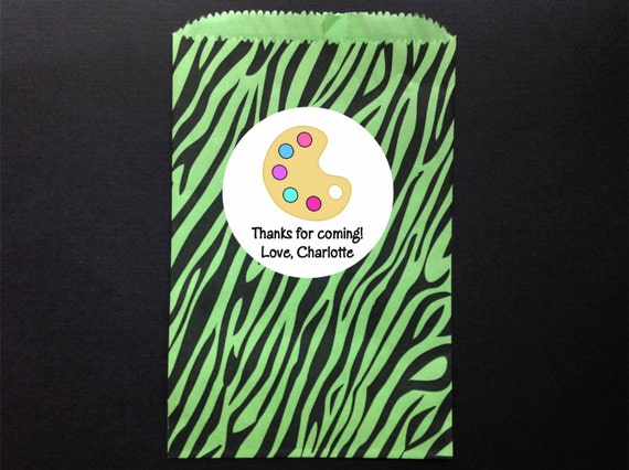 Arts and Crafts Party Favor Bag & Personalized Stickers, Goody Bags, Candy Bags, Set of 12 Il_570xn