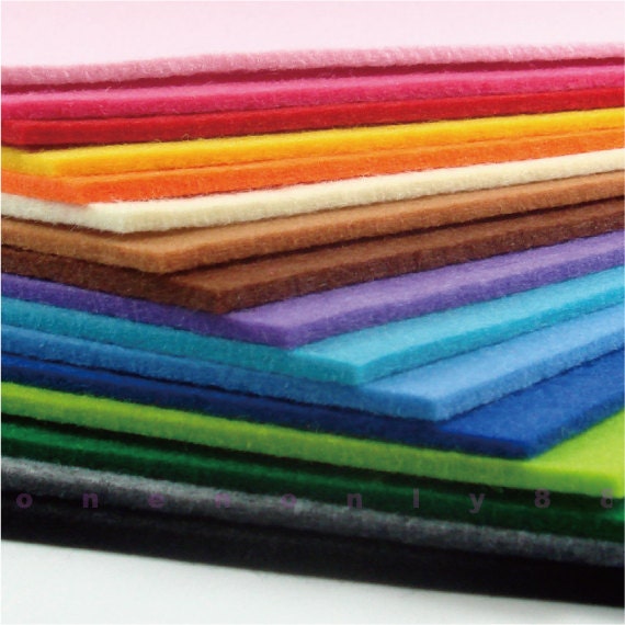 3MM Thick Felt Fabric 1 Sheet 20cm x 20cm Pick your own