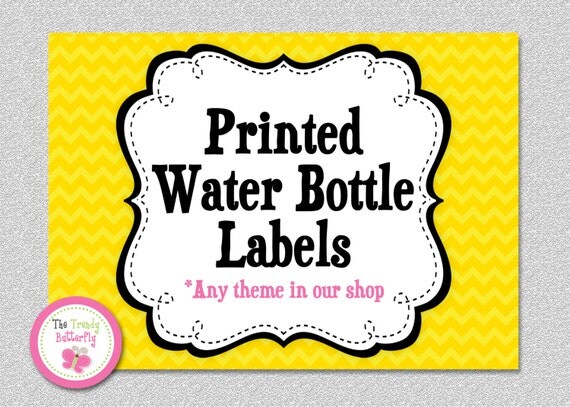 Water Bottle Labels , Printed Water Bottle Labels , Set of 10 Il_570xn