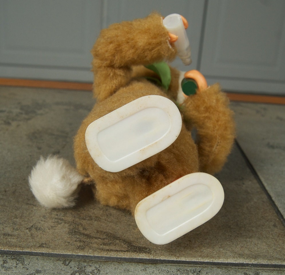 SALE WAS 35 Vintage Wind Up Toy Bear Drinking Milk