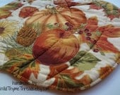 Harvest Pumpkin Candle Mat, September, October, Fall, Autumn, Table Topper, Halloween, Thanksgiving, Needlecraft Holidays, Decor, Reversible