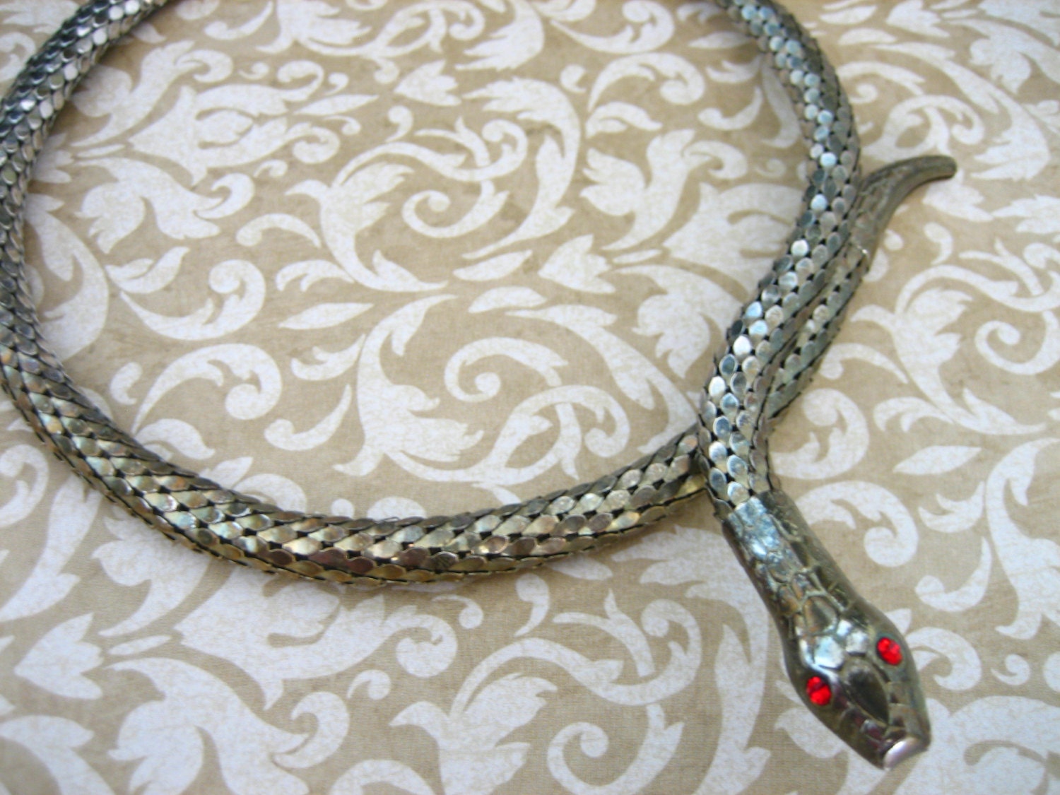 Vintage Mesh Silver Coil Snake Wrap Around Necklace