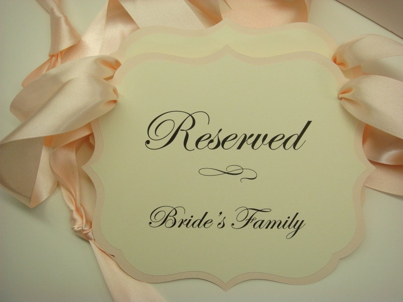 Reserved Seating Wedding Sign for the Church Pews or by wedology