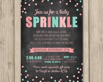 BABY SPRINKLE Invitation - Chalkboard Baby Sprinkle - Baby Shower Invitation