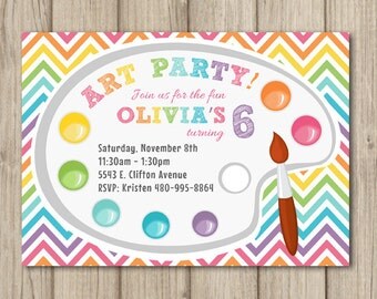 ART BIRTHDAY PARTY Invitation - Art Party - Art Birthday - Girl or Boy