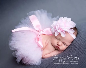 Palest Pink Newborn Tutu and Headband, newborn tutu, baby tutu, newborn photography prop, birthday tutu
