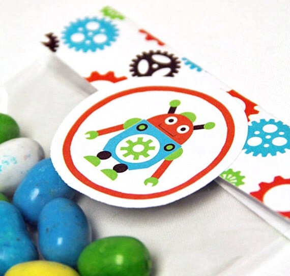 SALE! Robots & Gears Treat / Favor bags, set of 12 Il_570xn