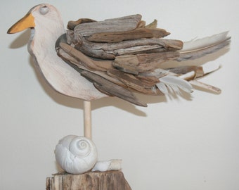 Coastal Shores Rustic Driftwood Seagull