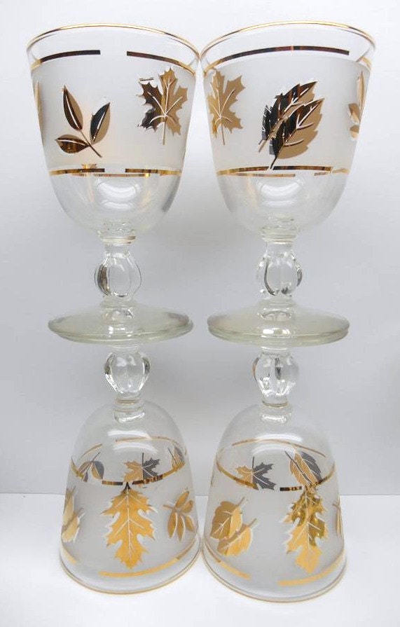 Vintage Gold Leaf Drinking Glasses