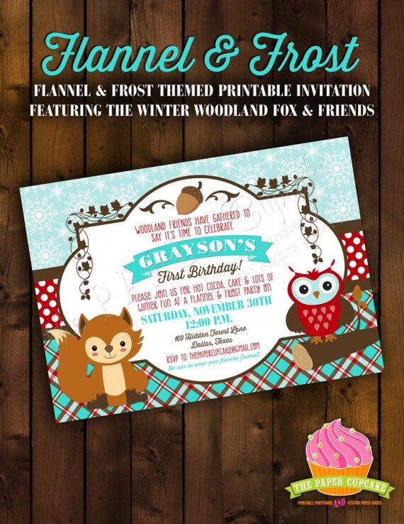 Items similar to Printable Invitation Design - Flannel &amp; Frost Winter ...