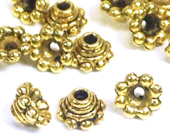 100pcs Red Copper Alloy Flower Bead Caps Carved 6-Petal Nickel