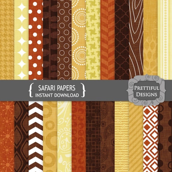 African Safari Digital Paper Digital Scrapbook Papers Geometric ...