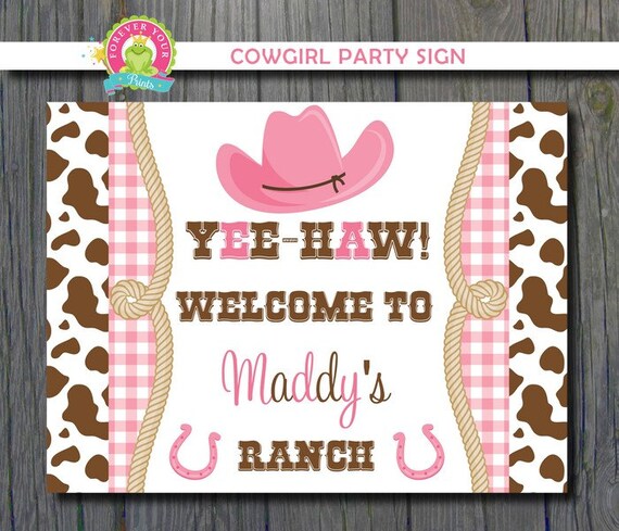 Cowgirl BIrthday Party Welcome Sign Il_570xn