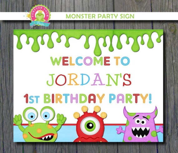 Monster Party Sign - Monster Birthday Welcome Sign Il_570xn