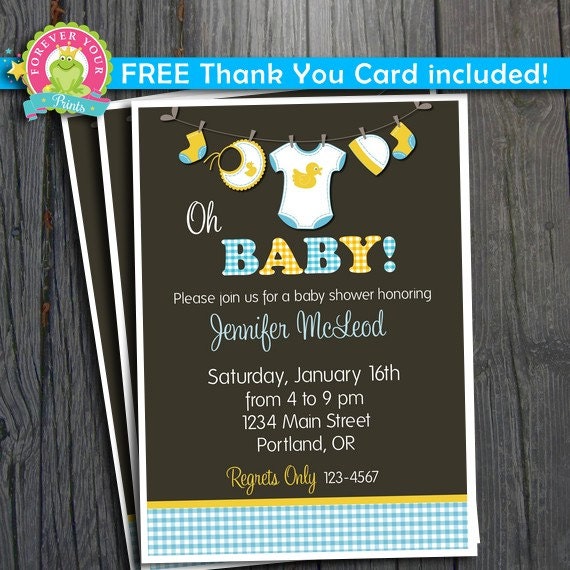 Baby Shower Invitation - FREE Thank You Card Included Il_570xn