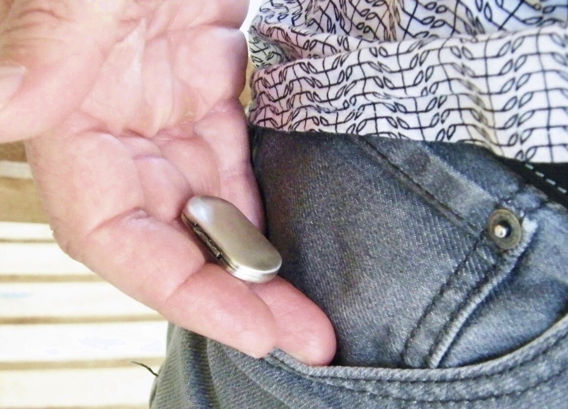 pocket locket men's dog tag locket brushed sterling silver