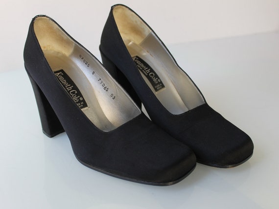 1980s Black Satin High Heel Pumps Made in Spain // by COCOVINTAGES