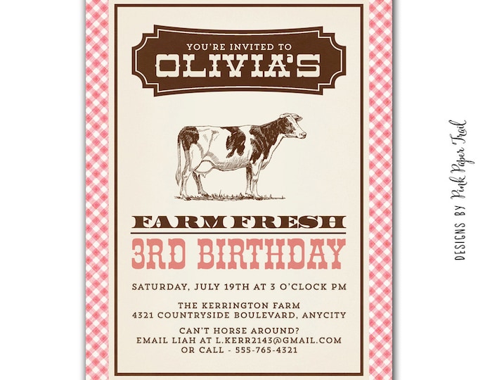 Farm Party Invitation, Barnyard, Farmer's Market, I will customize for you, Print Your Own Invitation