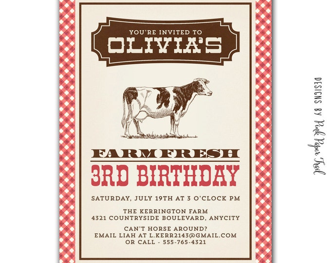 Farm Party Invitation, Barnyard, Farmer's Market, I will customize for you, Print Your Own Invitation