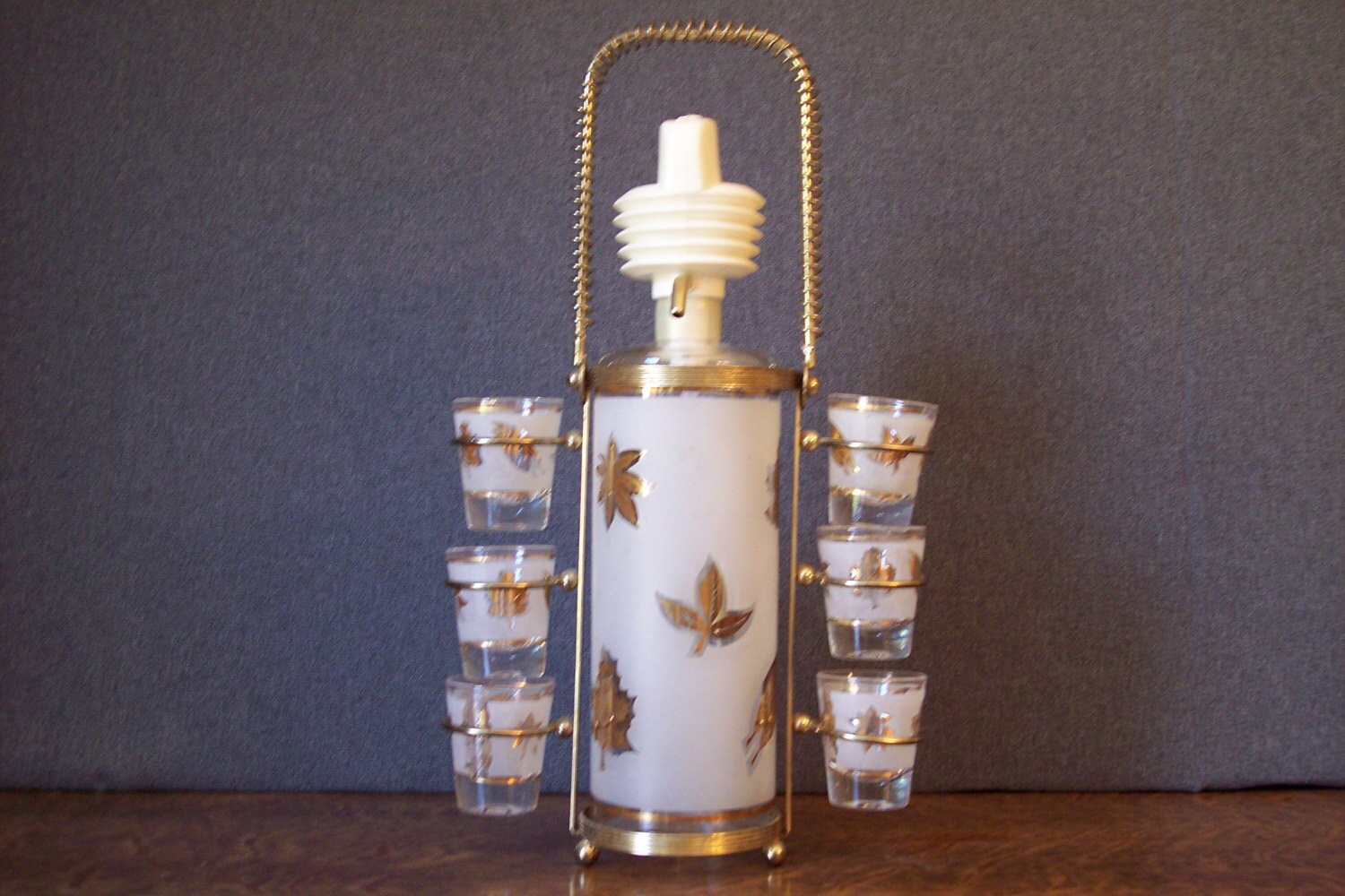 Mid Century Cocktail Bar Decanter Set with Carrier