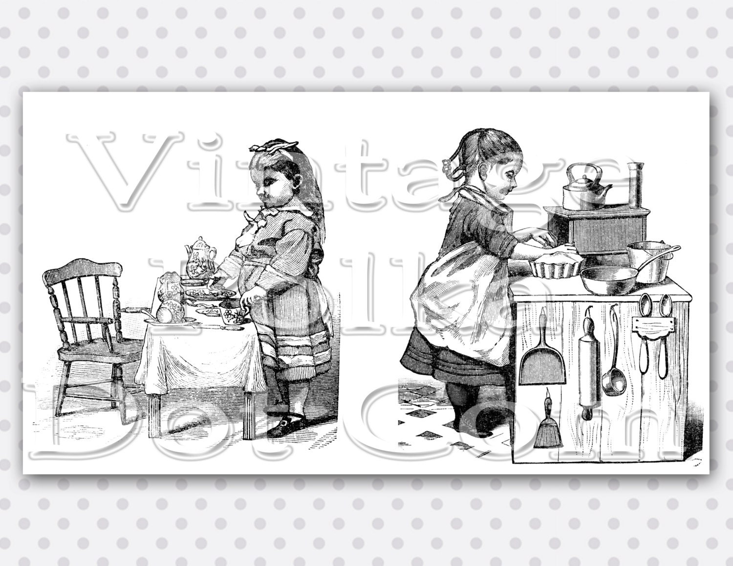 Vintage Clip Art Victorian Tea Party