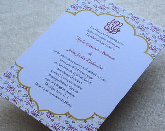 DIY Ganesh Indian Wedding Invitation - Lotus Floral - Red, Brown, Gold ...