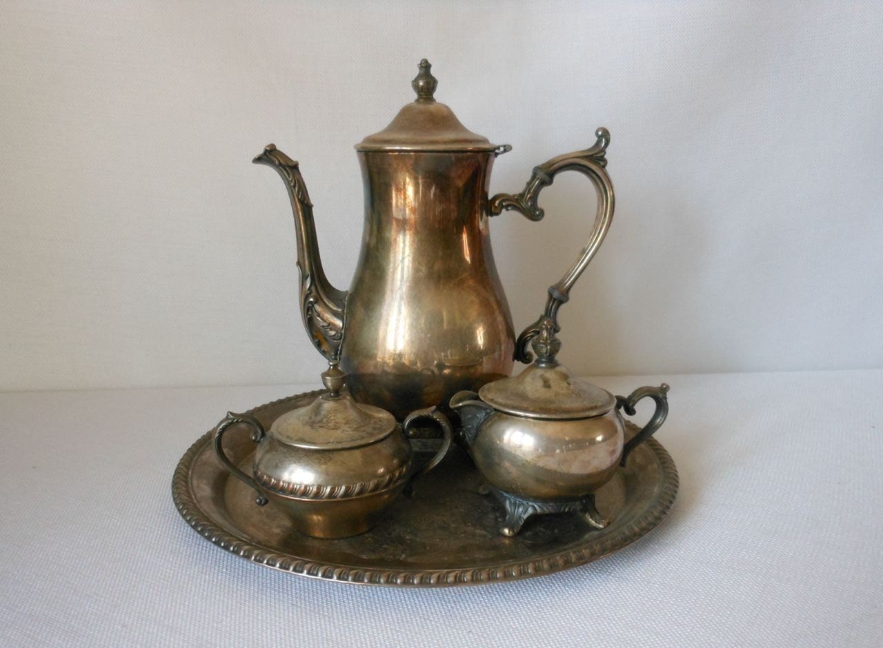 Wm+Rogers+800 Vintage Wm Rogers 800 Silver Plate Tea Set by 2cool2toss on Etsy