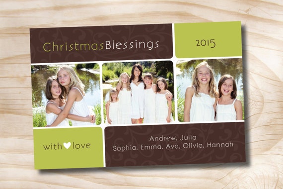 CHRISTMAS PHOTO CARD Modern Custom Christmas Holiday Photo Digital Card diy, you print, printable Il_570xn