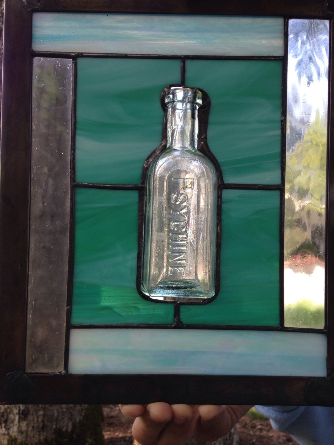 Stained Glass Repurposed Antique Bottle by islandesign on Etsy